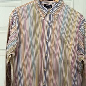 Lands' End Multicolor Striped Men's Shirt Pinpoint Oxford 17 - 35